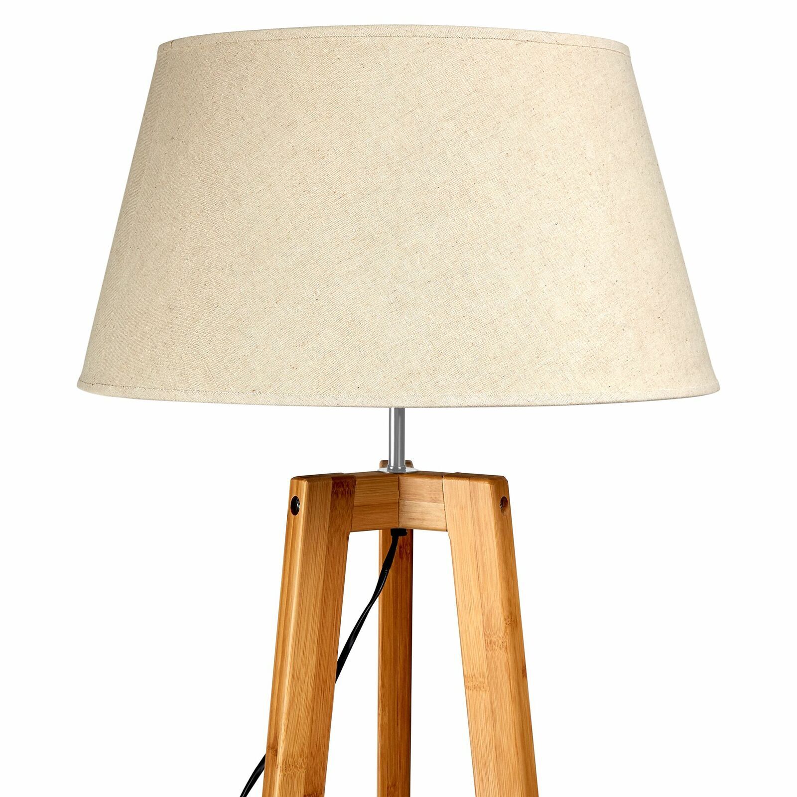 155cm Large Bamboo Wooden Tripod Floor Lamp w Beige Linen Light Shade Home & Garden > Lighting > Floor Lamps