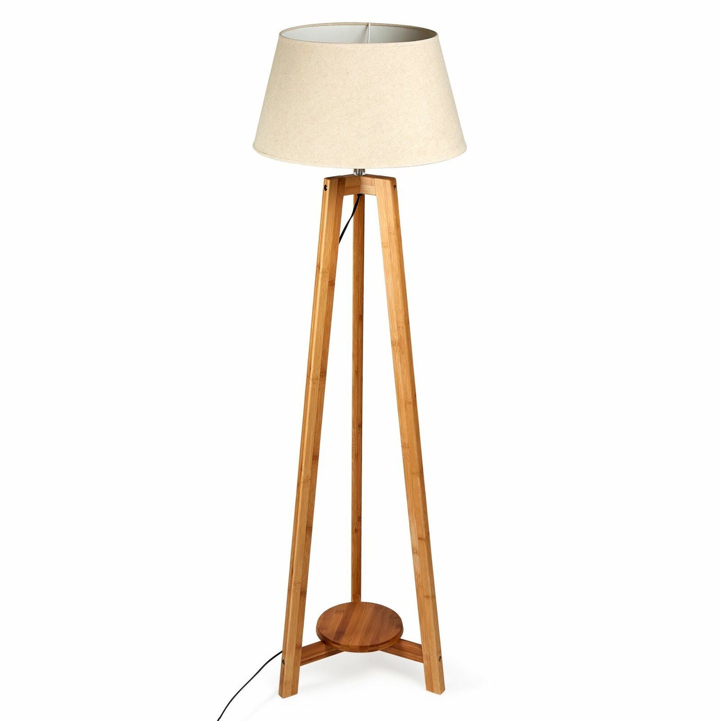 155cm Large Bamboo Wooden Tripod Floor Lamp w Beige Linen Light Shade Home & Garden > Lighting > Floor Lamps