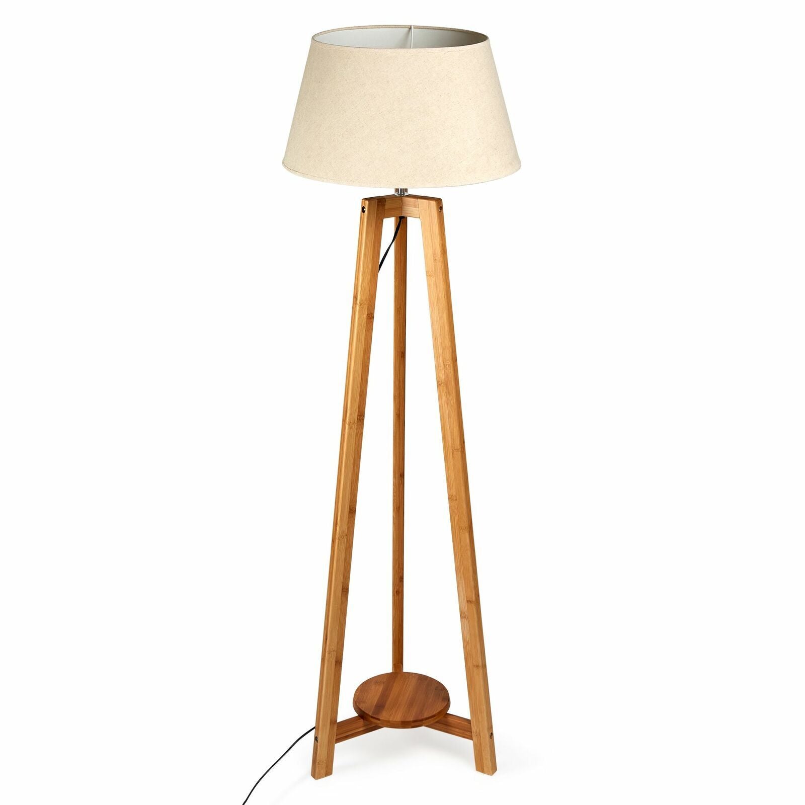 155cm Large Bamboo Wooden Tripod Floor Lamp w Beige Linen Light Shade Home & Garden > Lighting > Floor Lamps