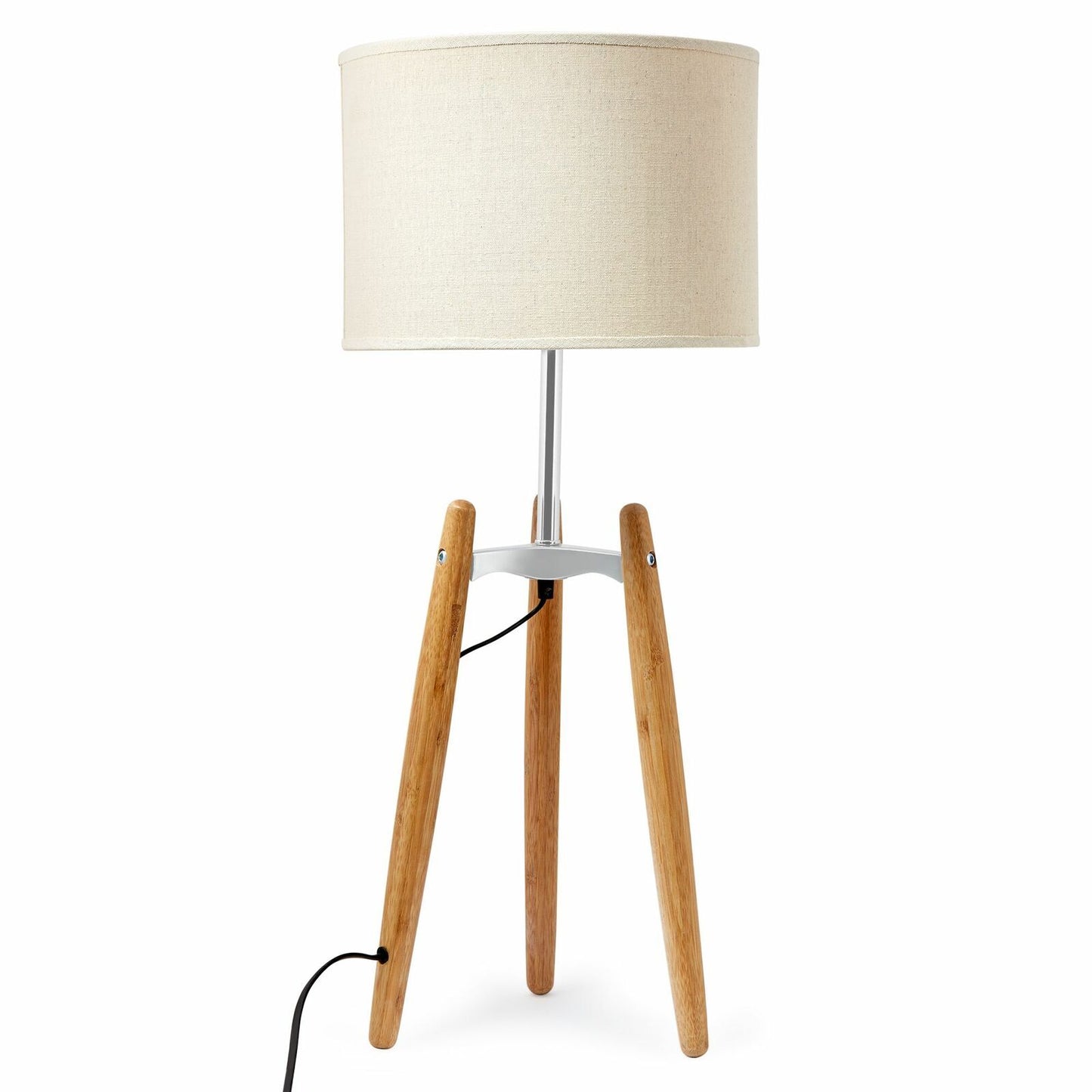 73cm Bamboo Tripod Table Lamp Light Modern Vintage w Beige Linen Shade - Home & Garden > Lighting > Table Lamps