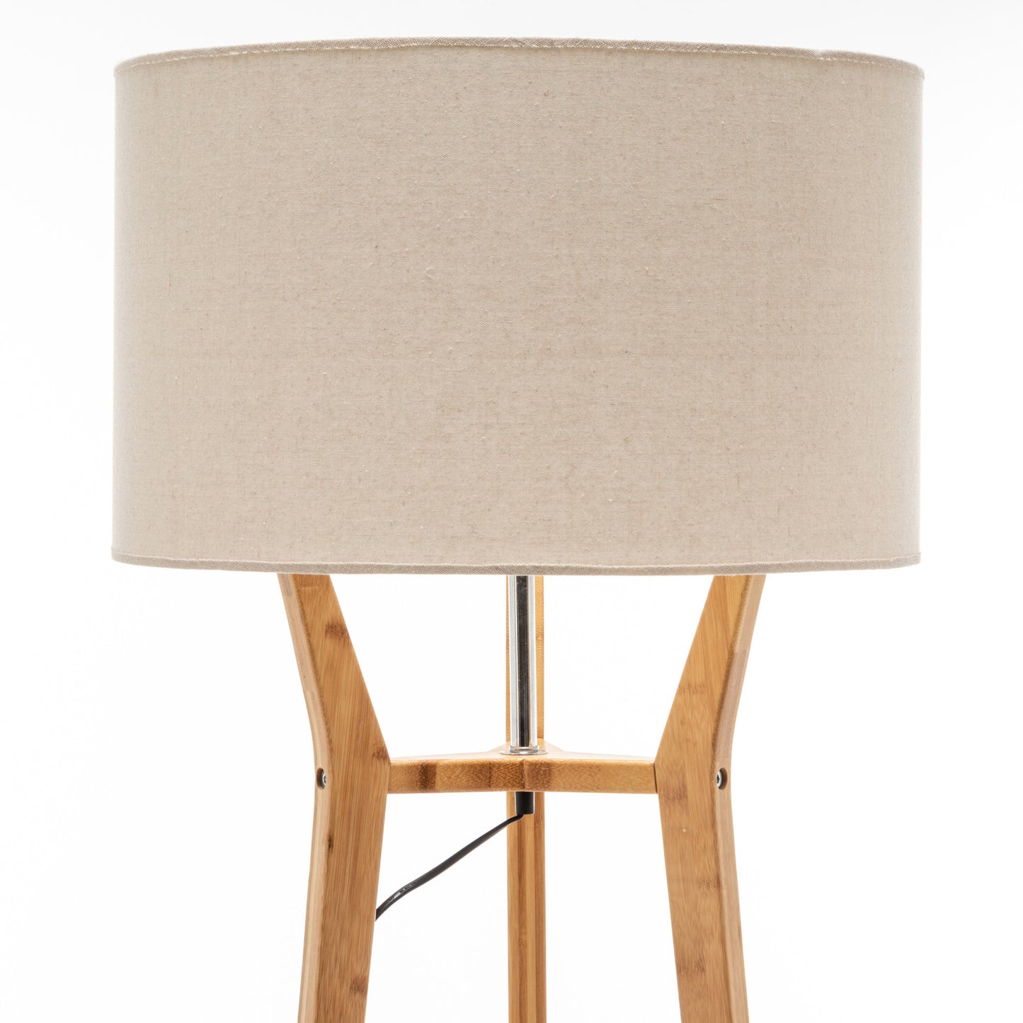 168cm Large Bamboo Wooden Tripod Floor Lamp Light Modern Linen Shade w Shelves Home & Garden > Lighting > Floor Lamps