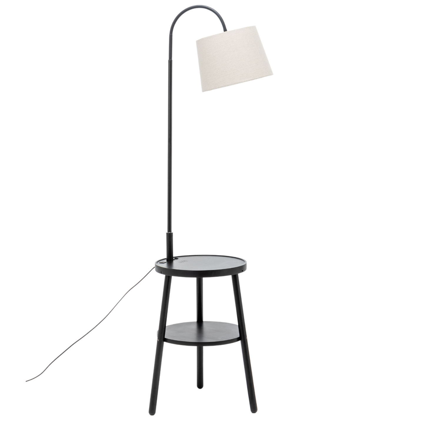 Naples Tripod Floor Lamp Shelf Storage Drawer Bed Side Table Light w/ USB Charger - Home & Garden > Lighting > Floor