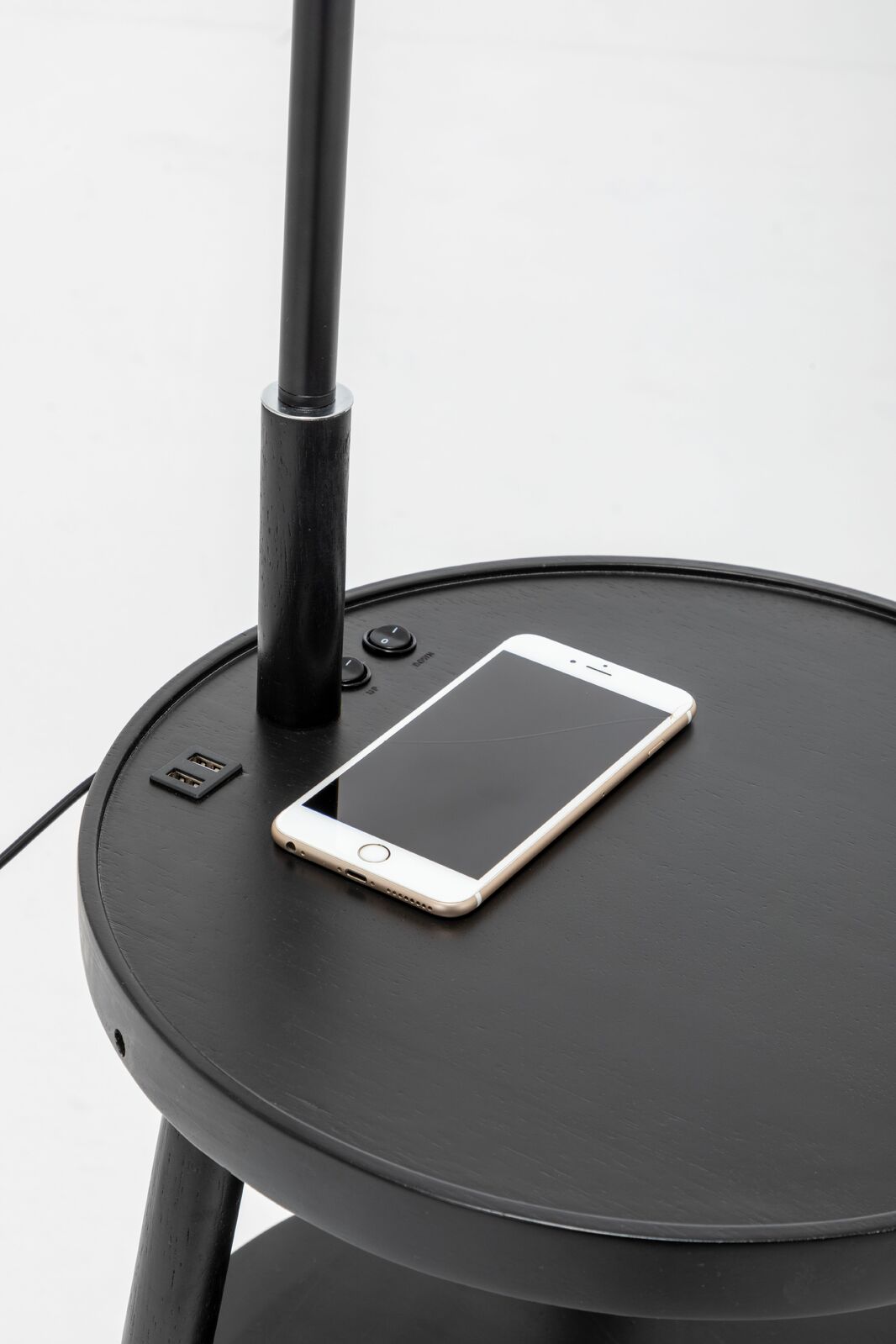 Naples Tripod Floor Lamp Shelf Storage Drawer Bed Side Table Light w/ USB Charger - Home & Garden > Lighting > Floor
