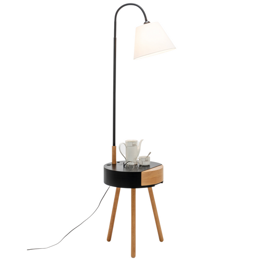 Florence Tripod Lamp Shelf Storage Drawer Bed Side Table Light w/ USB Charger Home & Garden > Lighting > Floor Lamps