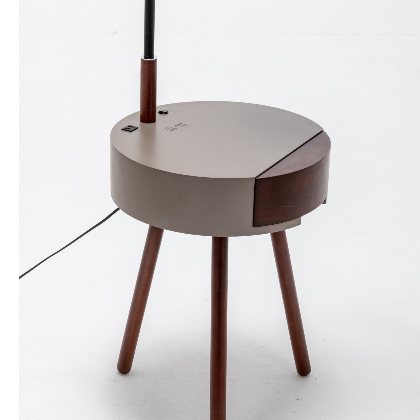 Florence Tripod Lamp Shelf Storage Drawer Bed Side Table Light w/ USB Charger - Home & Garden > Lighting > Floor Lamps