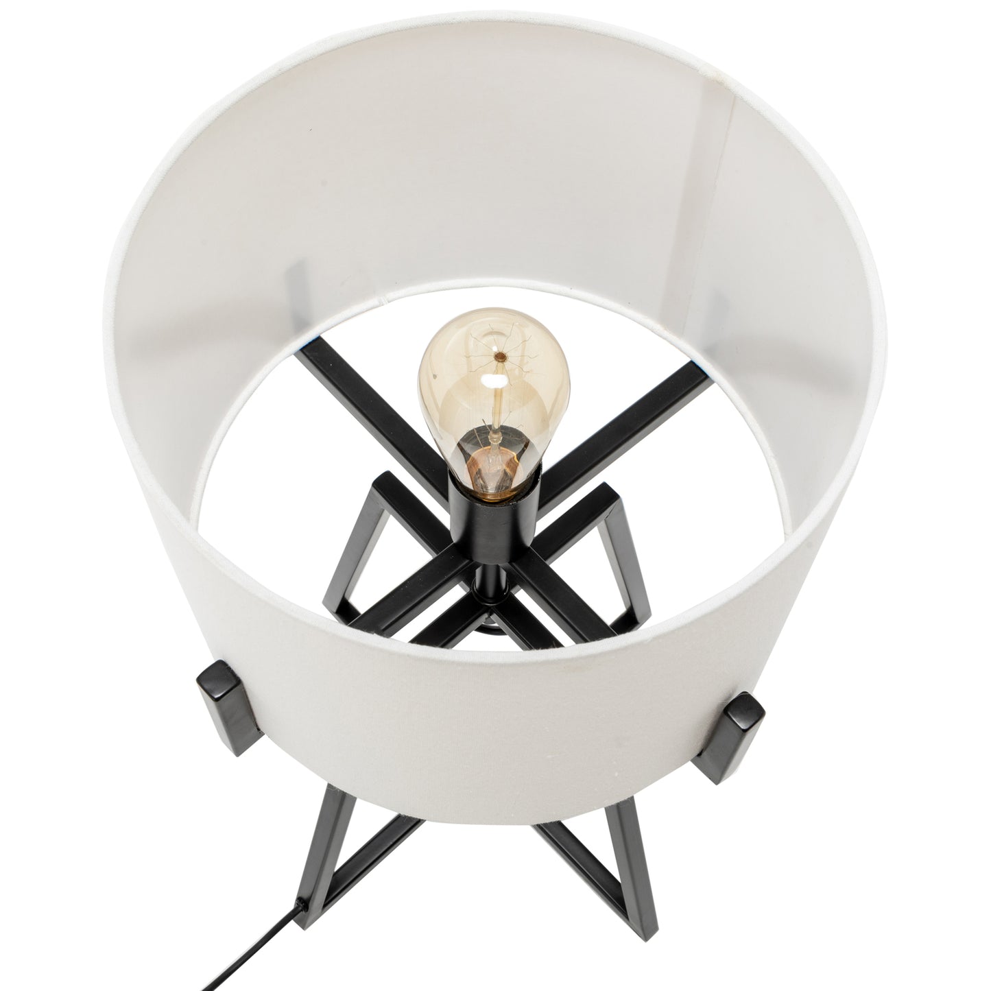 Modern Scandi Metal Dimmable Table Desk Lamp Light w/ Linen Shade - Matte Black - Home & Garden > Lighting > Table Lamps