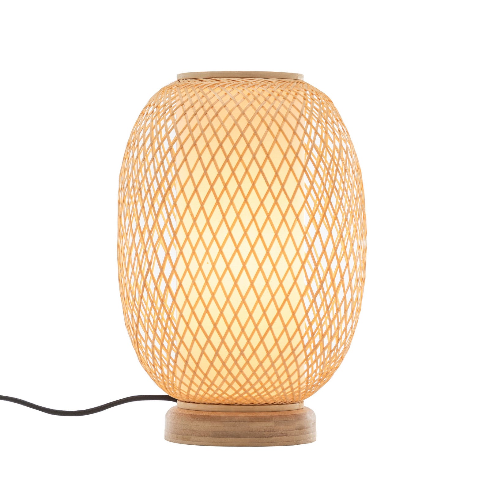 Natural Woven Bamboo Oval Table Lamp Light Shade Boho Tropical Coastal Home & Garden > Lighting > Table Lamps