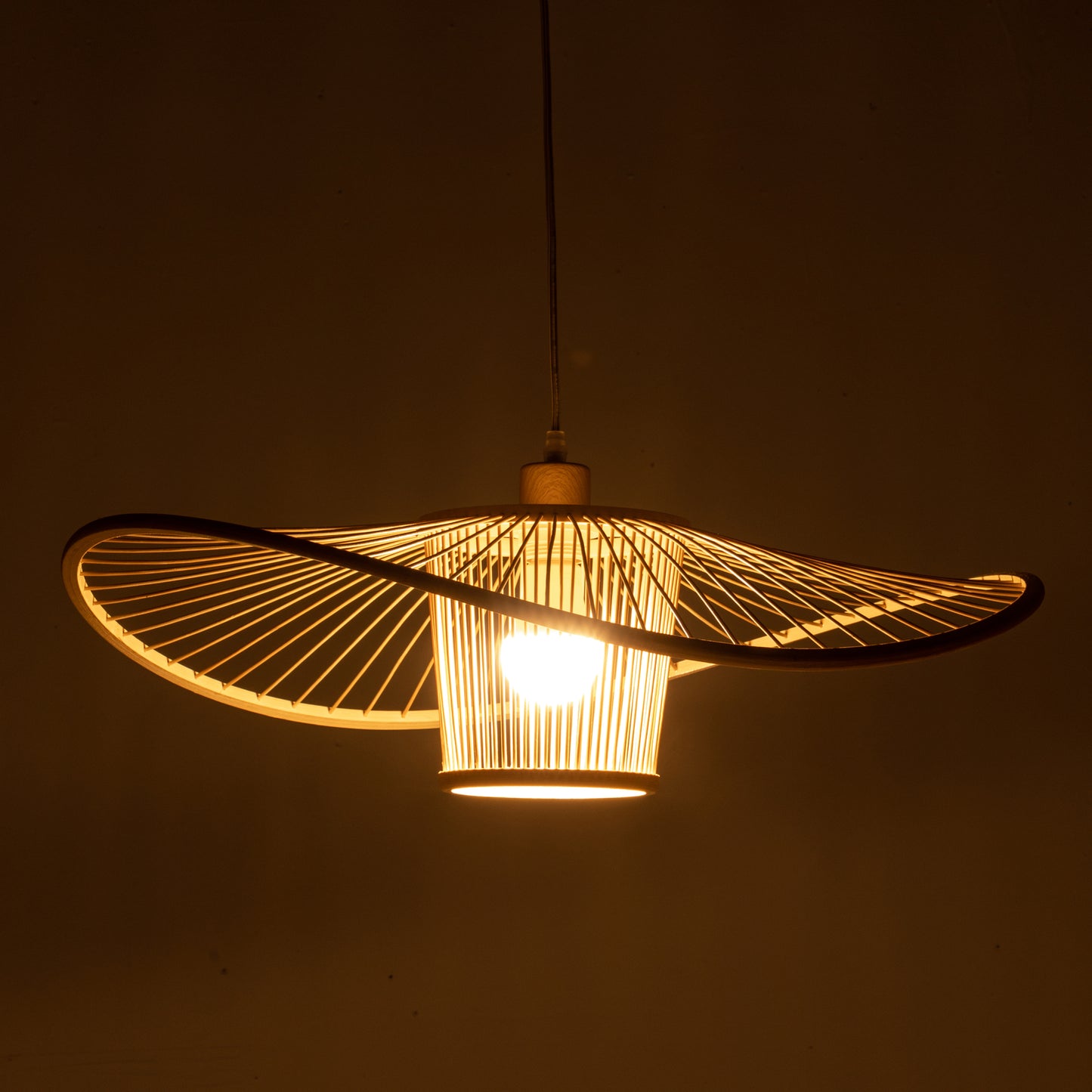 Elysian Breeze Natural Hand-Woven Bamboo Wide Brim Pendant Lamp - Home & Garden > Lighting > Ceiling Lights