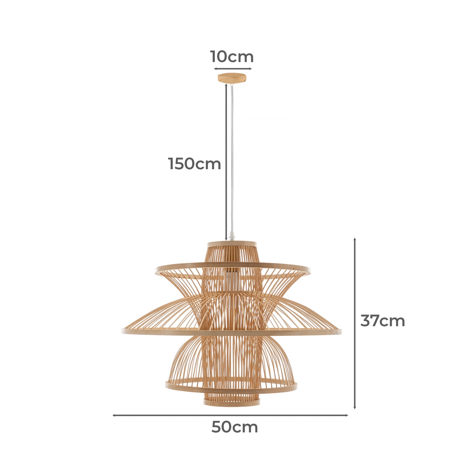 Aurora Natural Hand Woven Bamboo 3 Layer Pendant Lamp Light Home & Garden > Lighting > Ceiling Lights