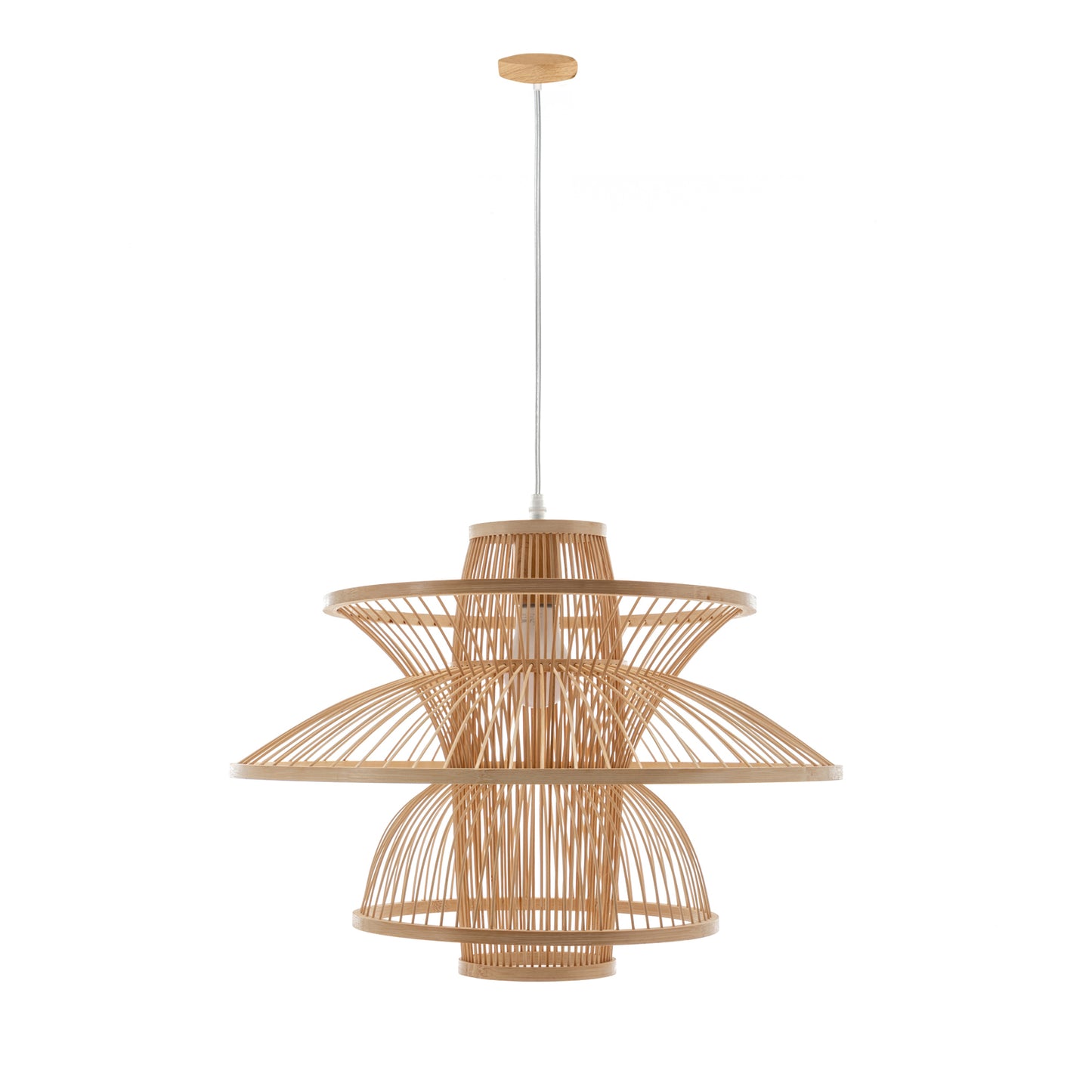 Aurora Natural Hand-Woven Bamboo 3-Layer Pendant Lamp Light - Home & Garden > Lighting > Ceiling Lights