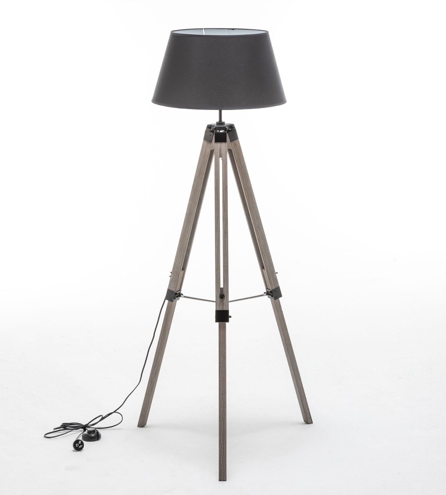 LARGE TRIPOD FLOOR LAMP Linen Shade Modern Light Retro Vintage Wooden - Home & Garden > Lighting > Floor Lamps