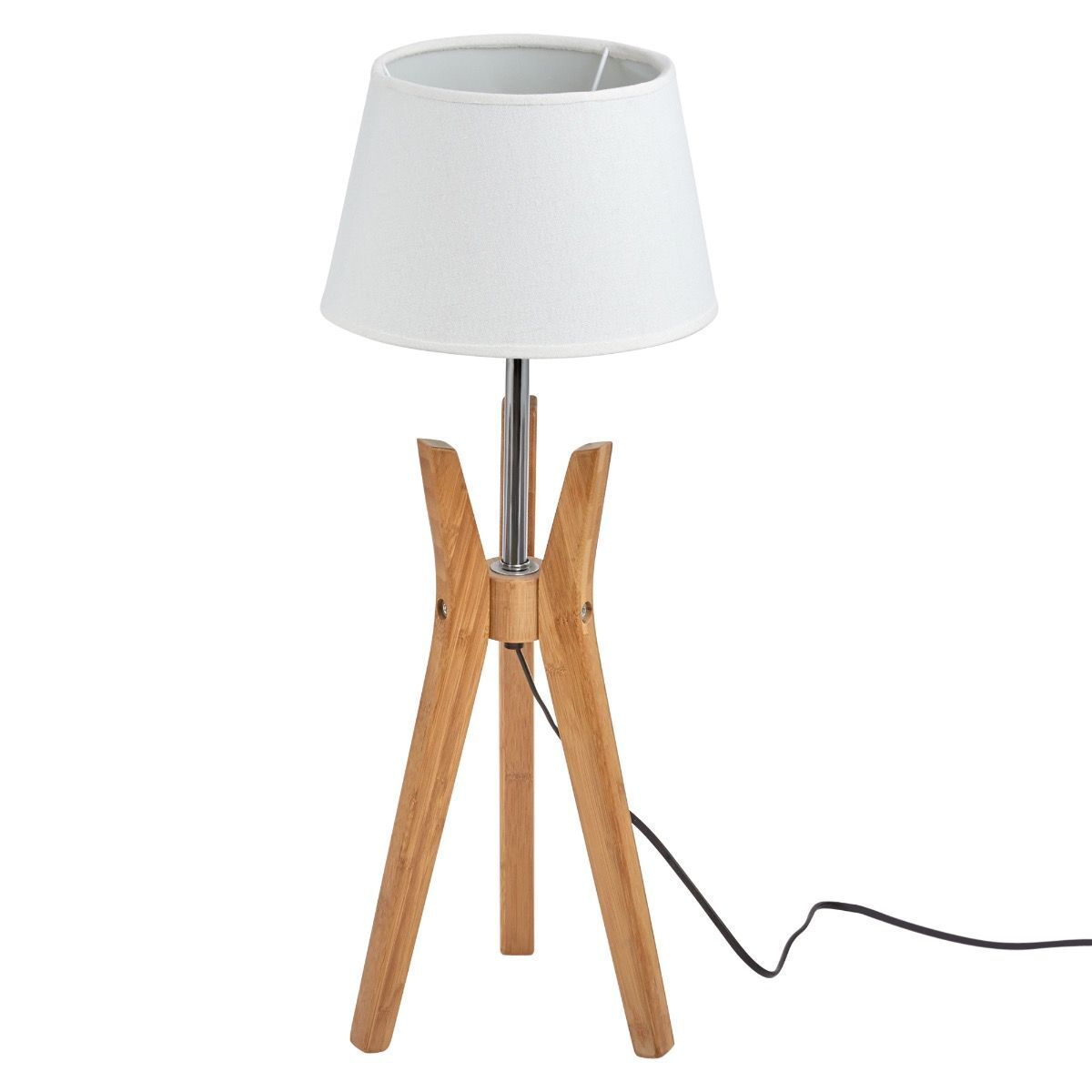Bamboo Tripod Table Lamp Desk Modern Rustic Geo Light w Linen Shade Home & Garden > Lighting > Table Lamps