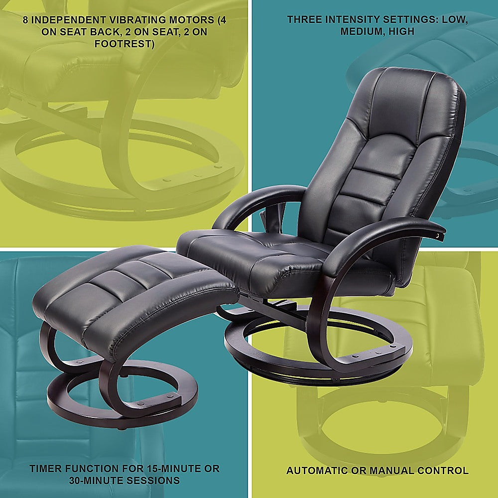 PU Leather Massage Chair Recliner Ottoman Lounge Remote - Furniture > Bar Stools & Chairs > Arm Chairs & Recliners