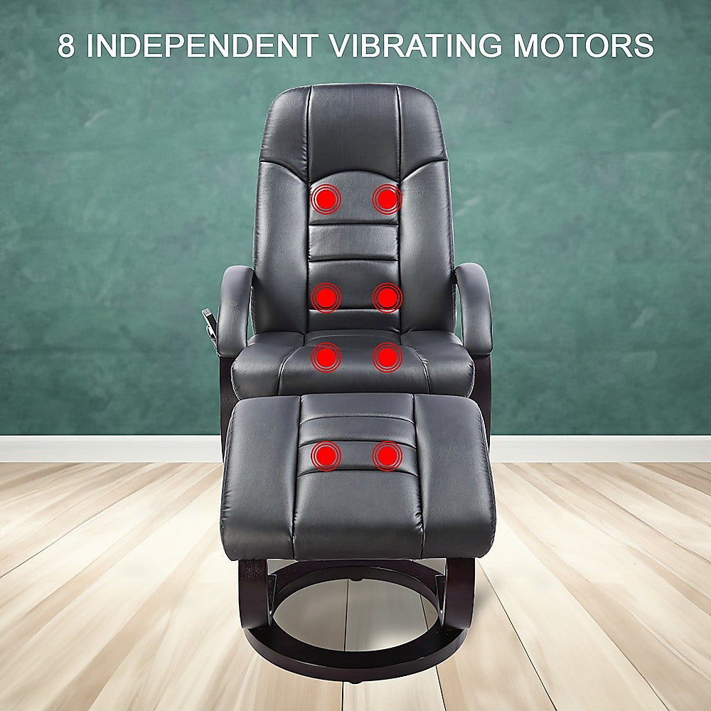PU Leather Massage Chair Recliner Ottoman Lounge Remote - Furniture > Bar Stools & Chairs > Arm Chairs & Recliners