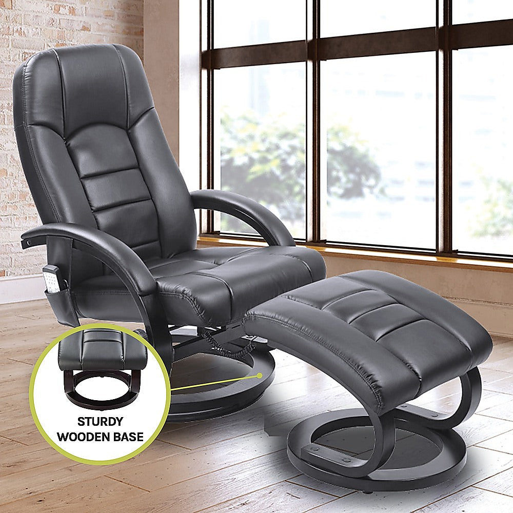 PU Leather Massage Chair Recliner Ottoman Lounge Remote - Furniture > Bar Stools & Chairs > Arm Chairs & Recliners