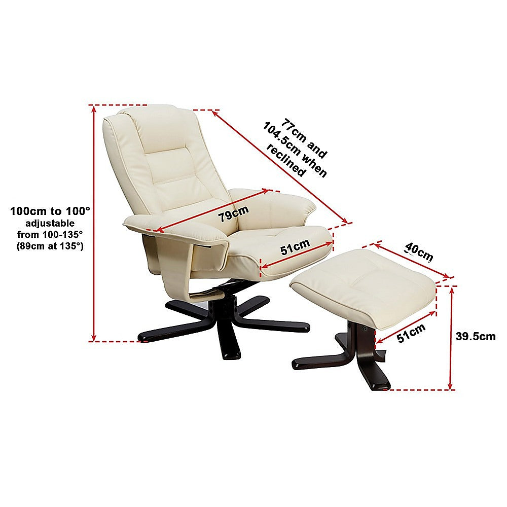 PU Leather Massage Chair Recliner Ottoman Lounge Remote - Furniture > Bar Stools & Chairs > Arm Chairs & Recliners