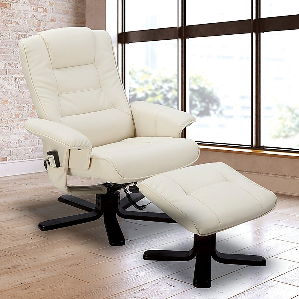 PU Leather Massage Chair Recliner Ottoman Lounge Remote - Furniture > Bar Stools & Chairs > Arm Chairs & Recliners