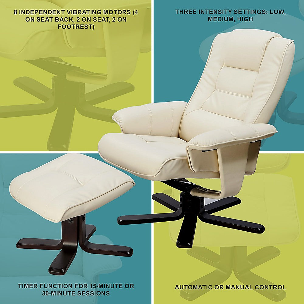 PU Leather Massage Chair Recliner Ottoman Lounge Remote - Furniture > Bar Stools & Chairs > Arm Chairs & Recliners