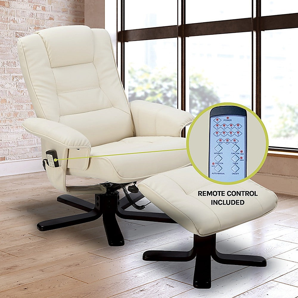 PU Leather Massage Chair Recliner Ottoman Lounge Remote - Furniture > Bar Stools & Chairs > Arm Chairs & Recliners