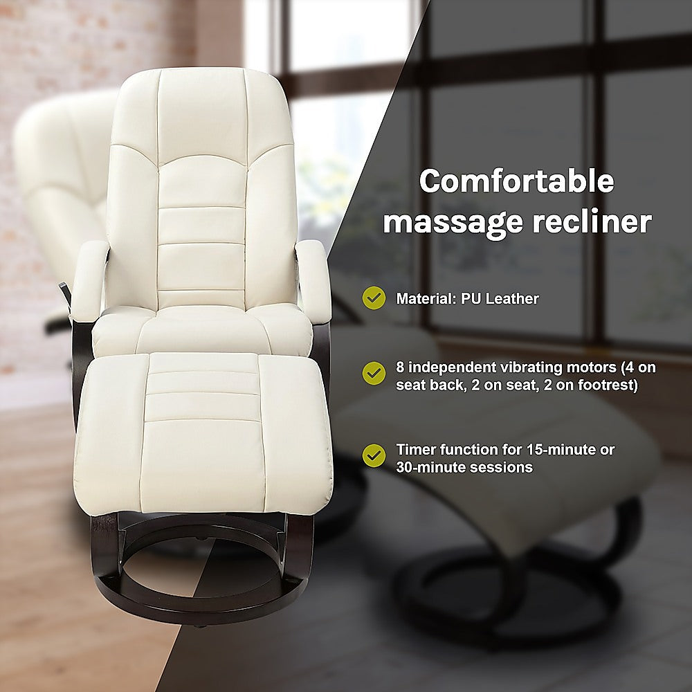 PU Leather Deluxe Massage Chair Recliner Ottoman Lounge Remote Furniture > Bar Stools & Chairs > Arm Chairs & Recliners