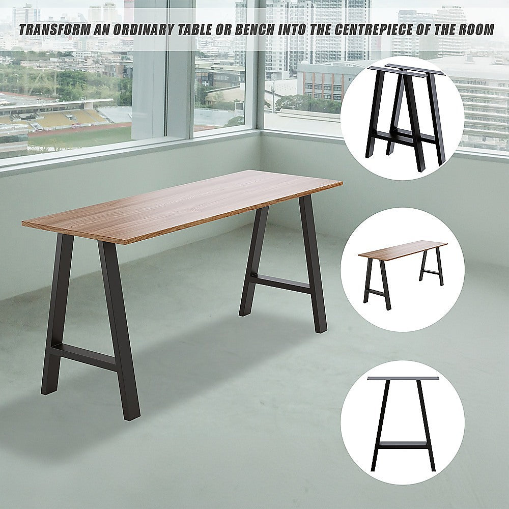 2x Rustic Dining Table Legs Steel Industrial Vintage 71cm - Black - Home & Garden > DIY > Table Tops & Bases