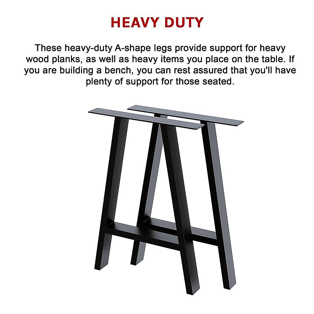 2x Rustic Dining Table Legs Steel Industrial Vintage 71cm - Black - Home & Garden > DIY > Table Tops & Bases