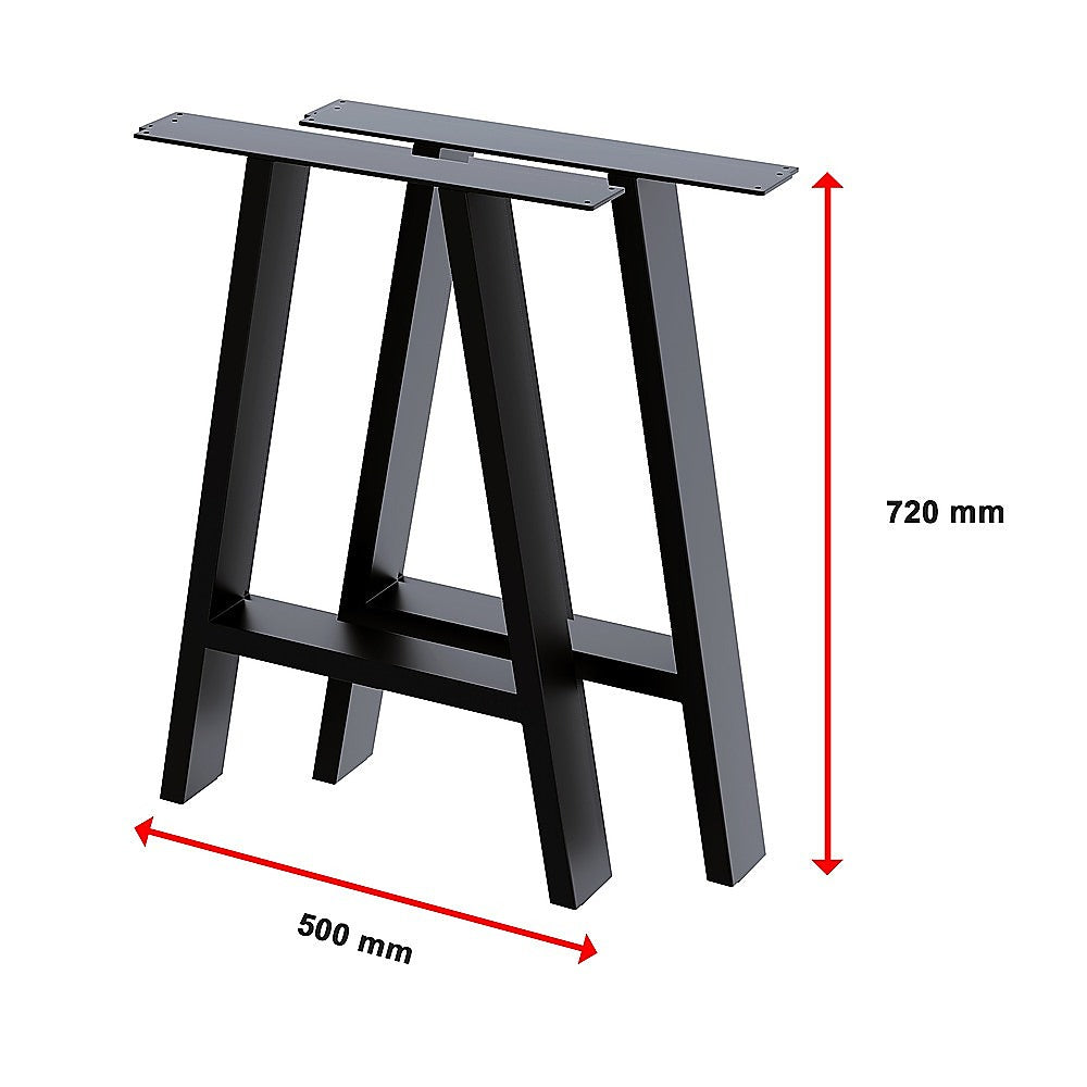2x Rustic Dining Table Legs Steel Industrial Vintage 71cm - Black - Home & Garden > DIY > Table Tops & Bases