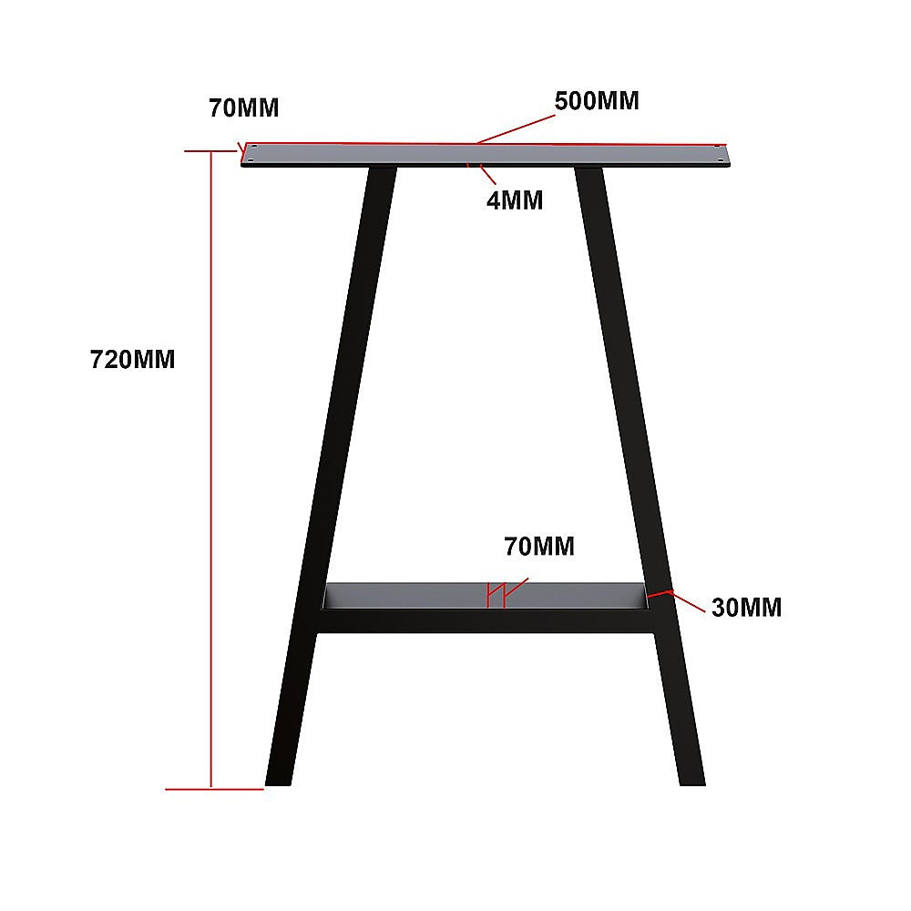 2x Rustic Dining Table Legs Steel Industrial Vintage 71cm - Black - Home & Garden > DIY > Table Tops & Bases
