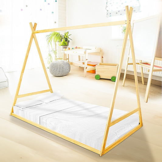 Kids Tent Montessori Toddler Floor Bed Wooden Bedframe Furniture > Bedroom > Beds & Bed Frames