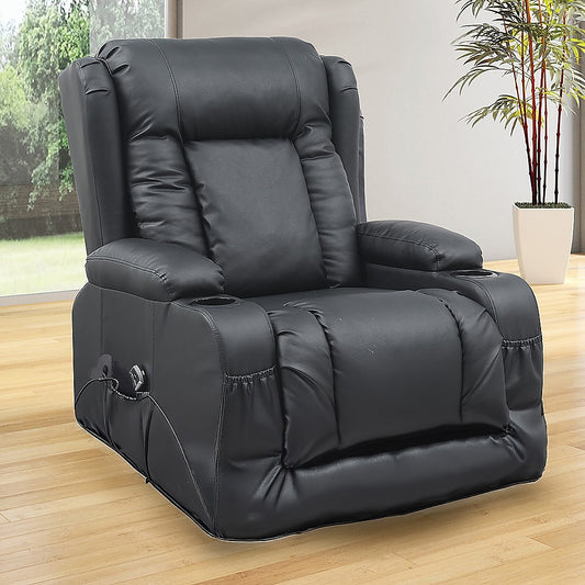 Lift Heated Leather Recliner Electric Massage Chair with USB port Furniture > Bar Stools & Chairs > Arm Chairs &