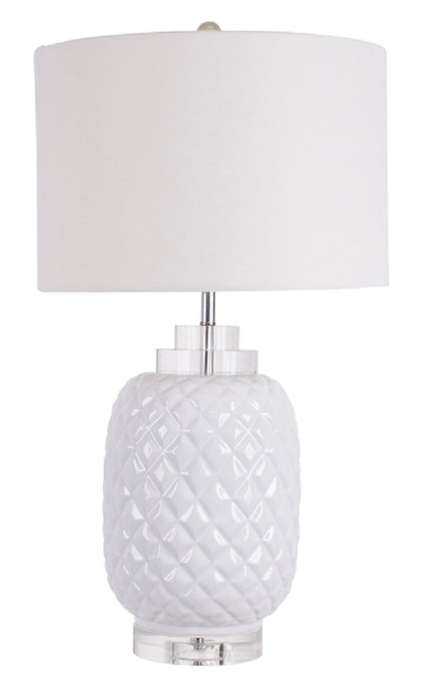 Island White Table Lamp Gloss Ceramic Bedside 67cm - Furniture > Bedroom > Bedside Tables