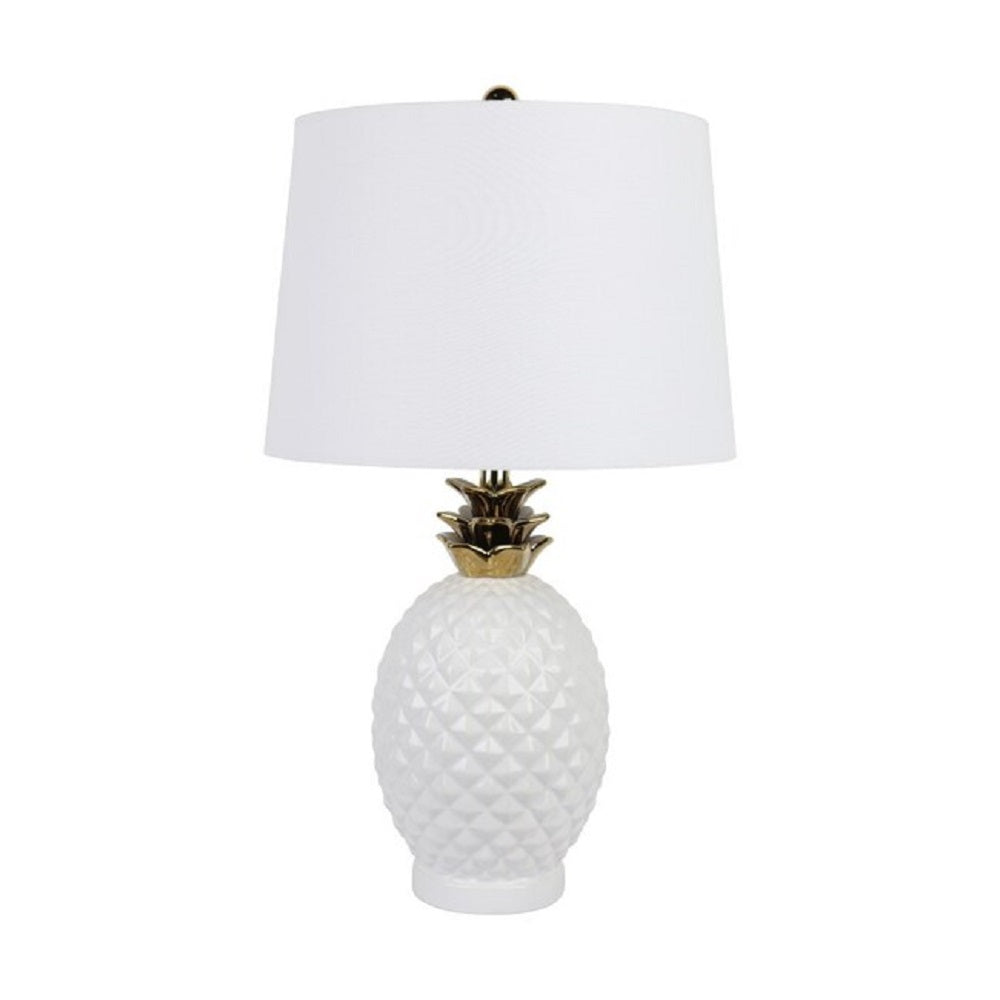 Pineapple Table Lamp White & Gold 68cm