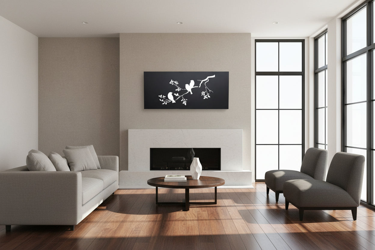 Set 2 Bird On Branch Metal Wall Art 90x40cm - Home & Garden > Wall Art > 3D Wall Art