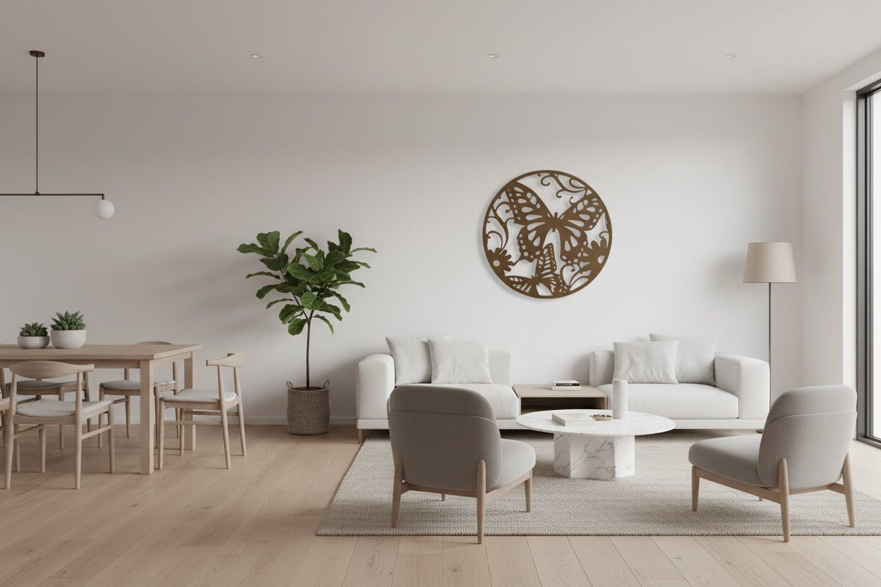 Set 2 Butterfly Metal Wall Art 51x51cm - Home & Garden > Wall Art > 3D Wall Art