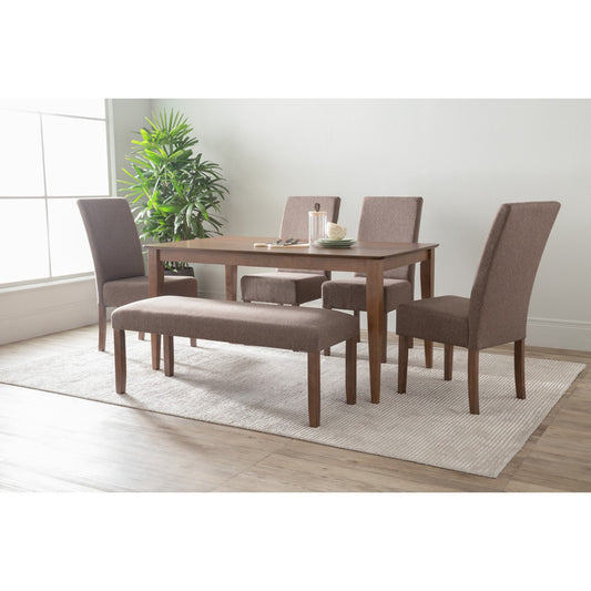 ALLEGRO Dining Table + 4x MESI Dining Chair + MESI Bench 6 Piece Dining Set Cocoa Furniture > Dining > Dining Set