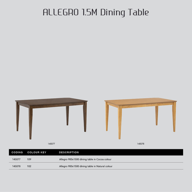 Allergo Dining Table 150cm Timber Dining Table Natural Furniture > Dining > Dining Tables