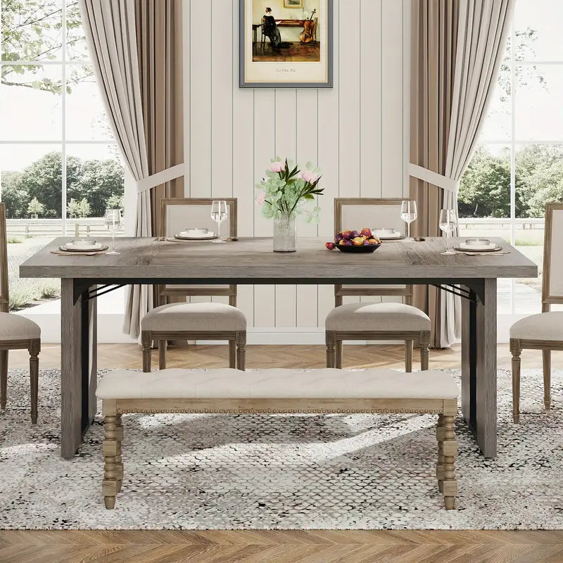 NNETMLT Rustic Rectangular Dining Table Furniture > Dining > Dining Tables