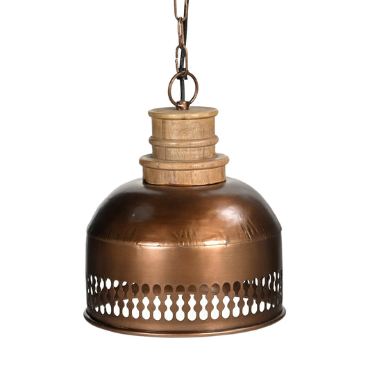 COPPER CUT-OUT AND WOOD LAMPSHADE - Home & Garden > Lighting > Ceiling Lights