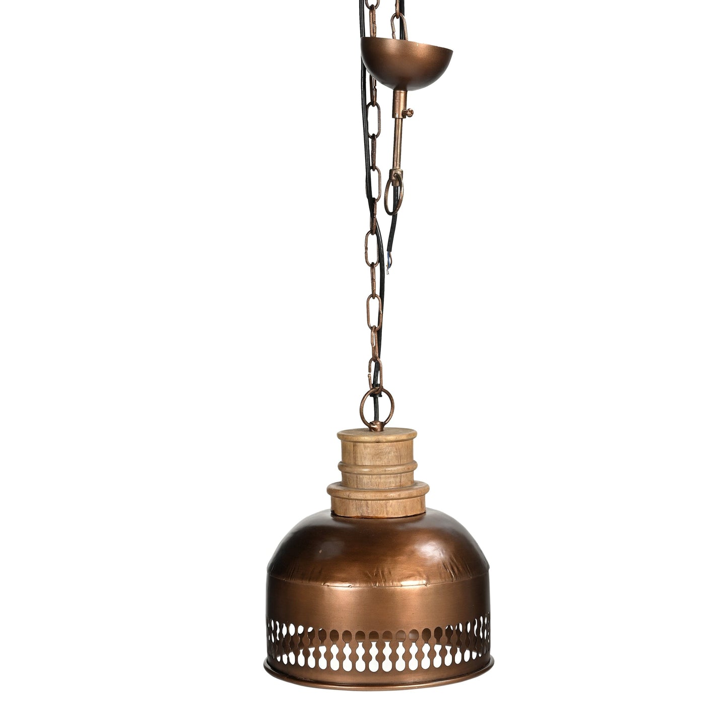 COPPER CUT-OUT AND WOOD LAMPSHADE - Home & Garden > Lighting > Ceiling Lights