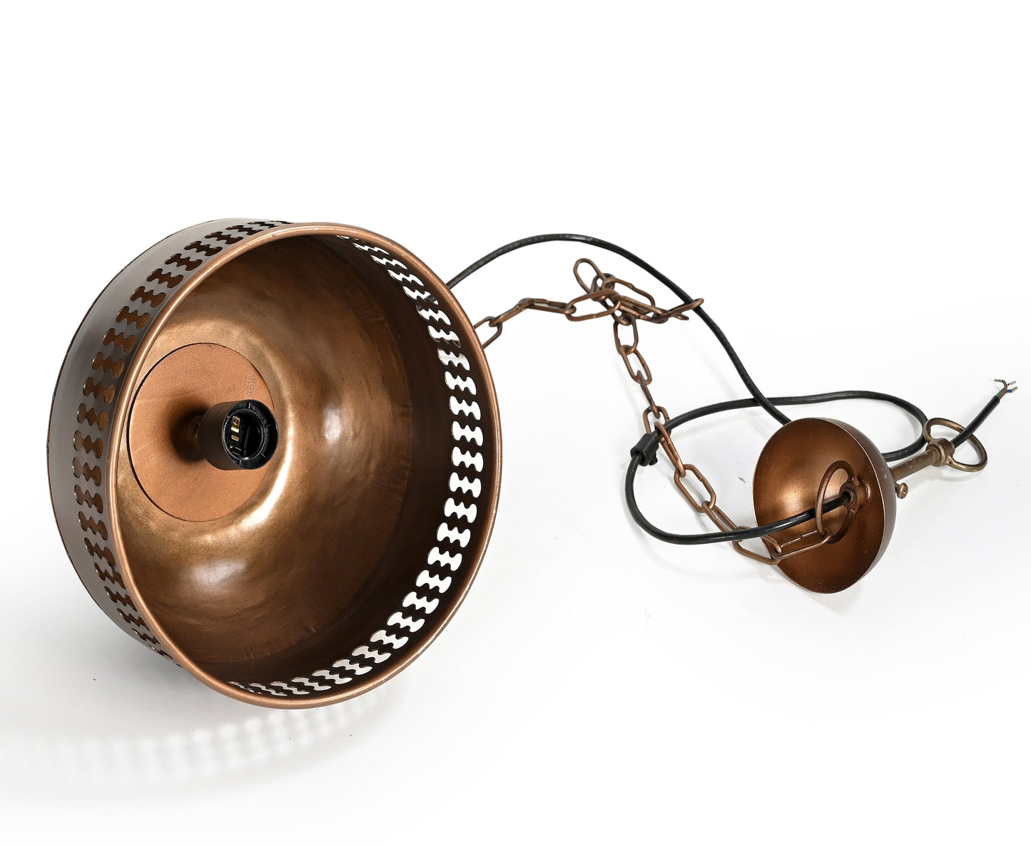 COPPER CUT-OUT AND WOOD LAMPSHADE - Home & Garden > Lighting > Ceiling Lights