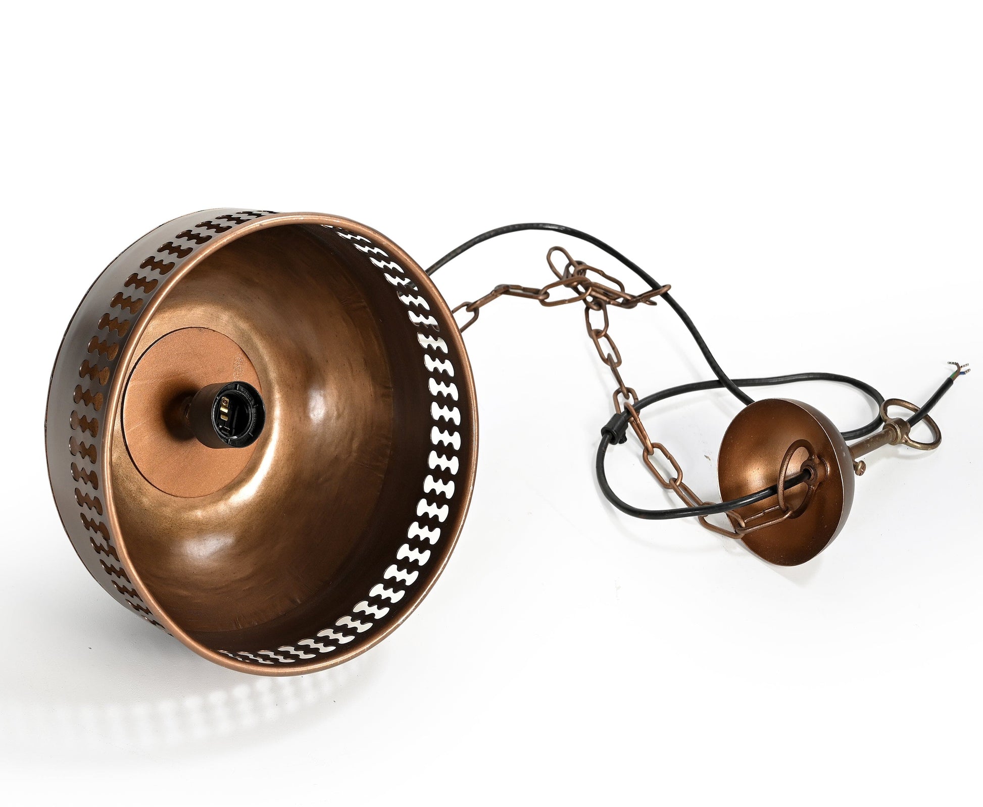 COPPER CUT OUT AND WOOD LAMPSHADE Home & Garden > Lighting > Ceiling Lights