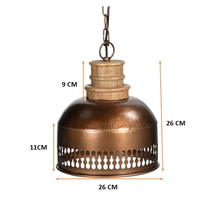 COPPER CUT-OUT AND WOOD LAMPSHADE - Home & Garden > Lighting > Ceiling Lights