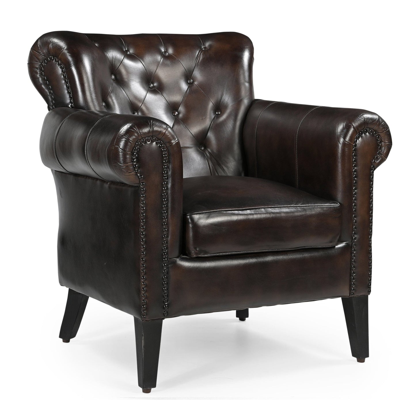 CHOCOLATE LEATHER ARMCHAIR Furniture > Sofas > Sofas & Sofa Beds