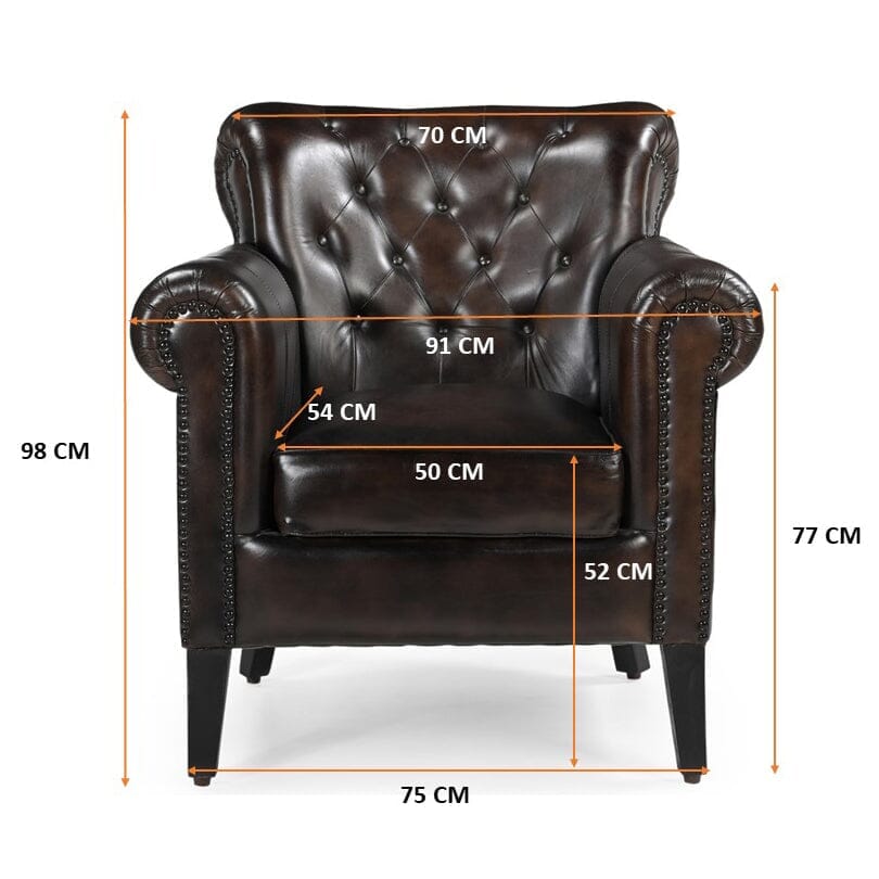 CHOCOLATE LEATHER ARMCHAIR Furniture > Sofas > Sofas & Sofa Beds
