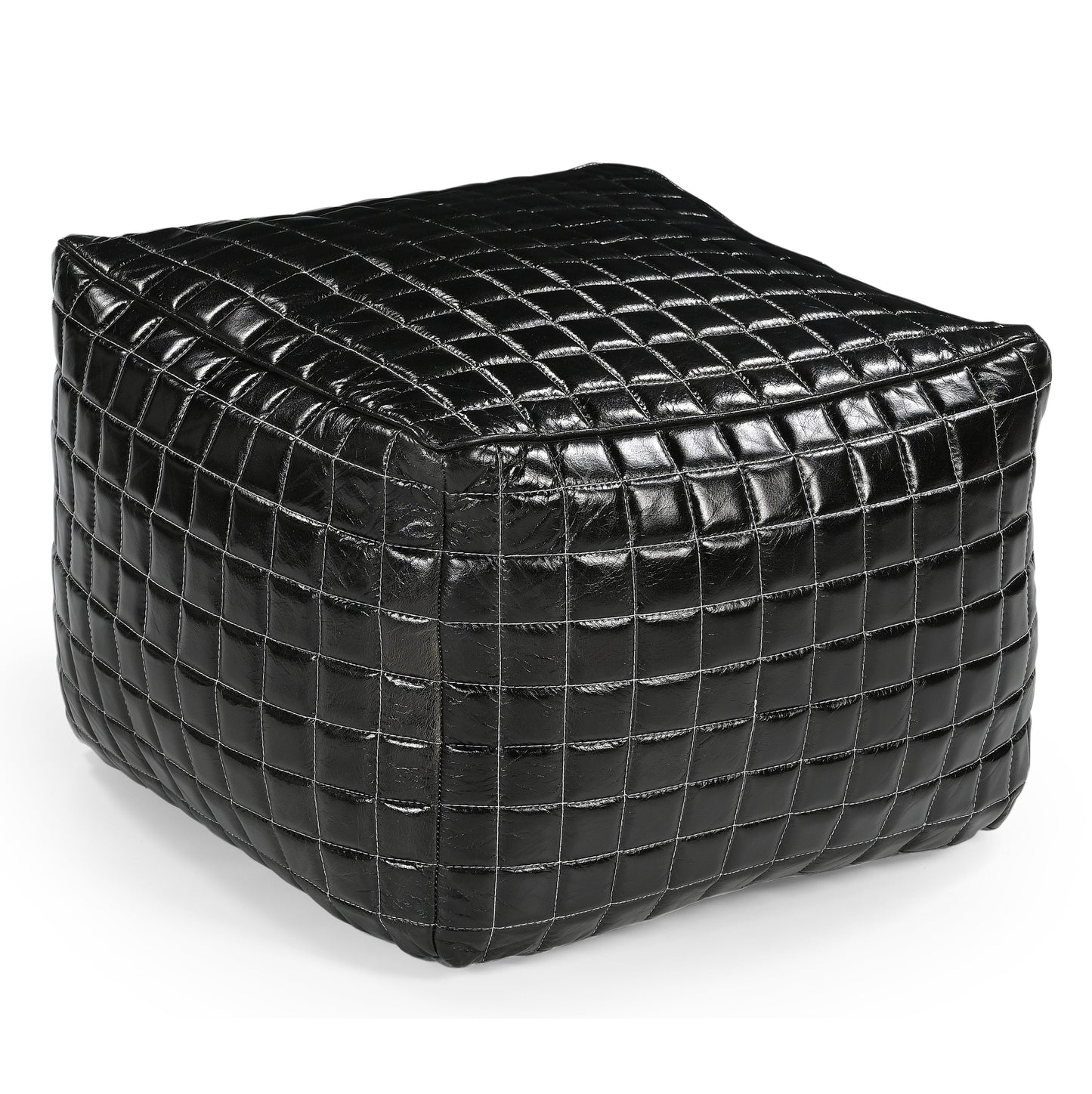 SLEEK BLACK LEATHER OTTOMAN - Furniture > Living Room > Ottomans & Footstools