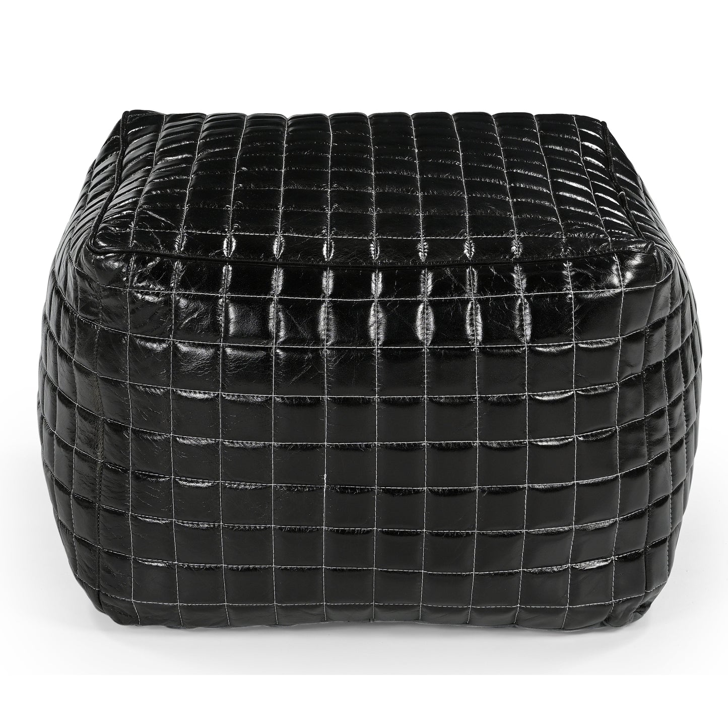 SLEEK BLACK LEATHER OTTOMAN - Furniture > Living Room > Ottomans & Footstools