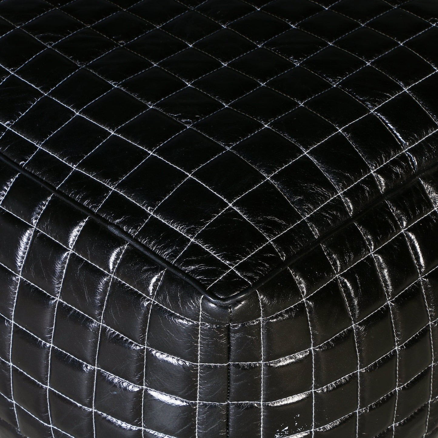 SLEEK BLACK LEATHER OTTOMAN - Furniture > Living Room > Ottomans & Footstools