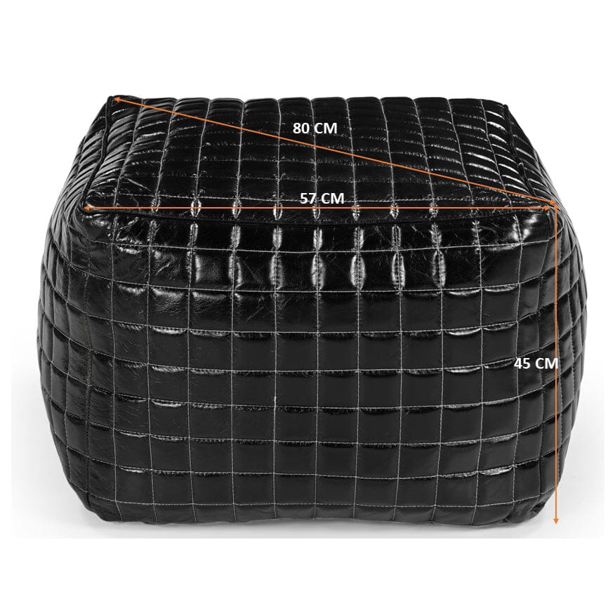 SLEEK BLACK LEATHER OTTOMAN - Furniture > Living Room > Ottomans & Footstools