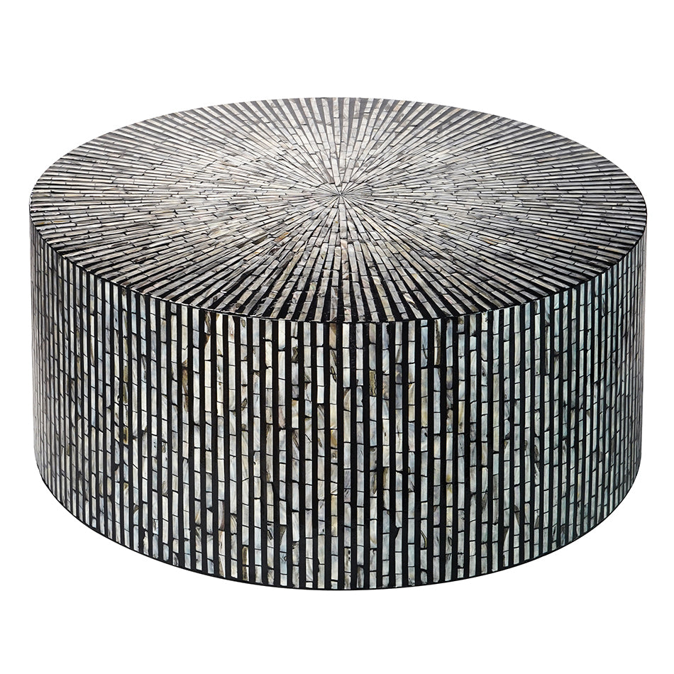 CORDELIA ROUND MOTHER OF PEARL COFFEE TABLE Furniture > Living Room > Coffee Tables