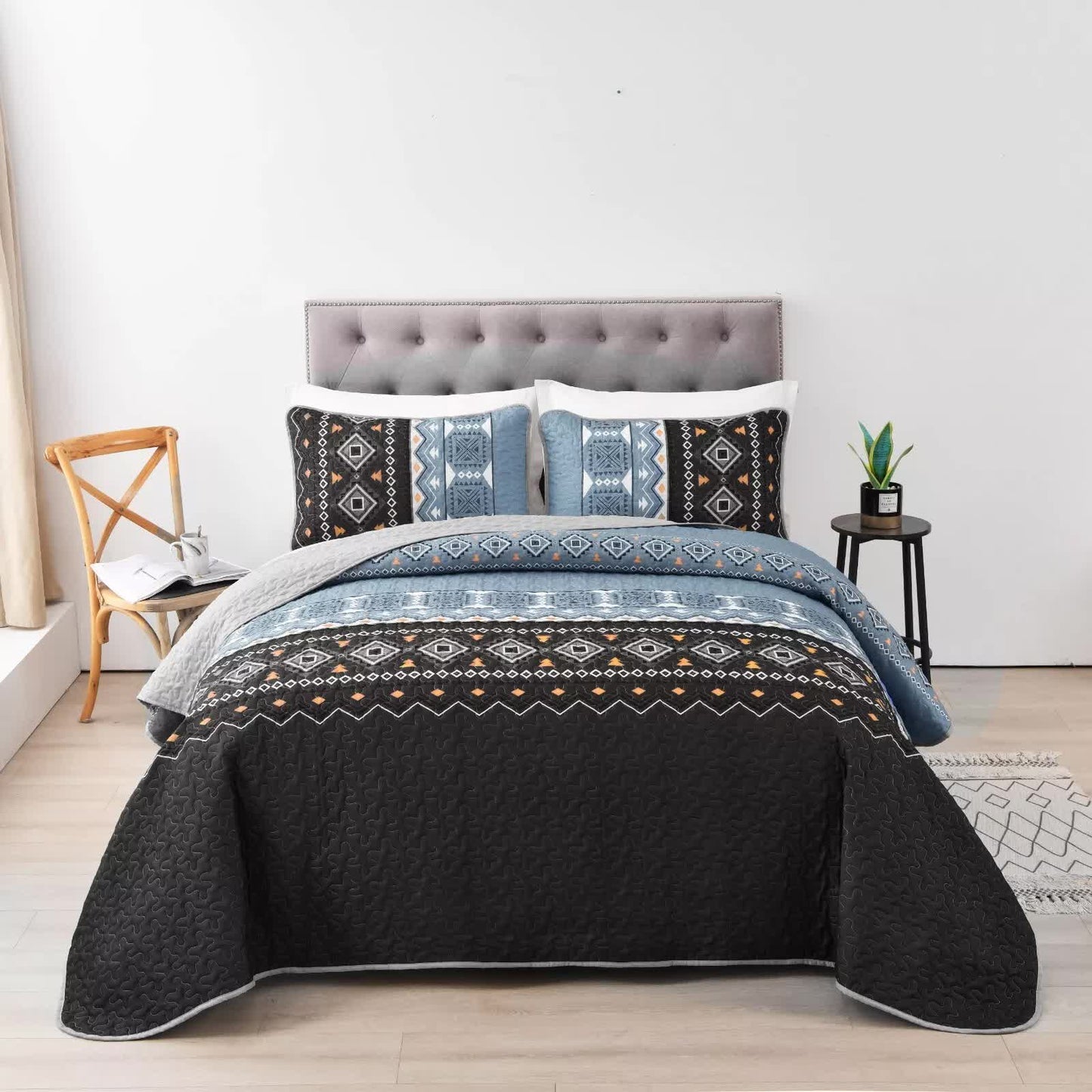 Ambient bloom sky black hour Comforter Set – Aesthetic 3-Piece Bedroom Mood